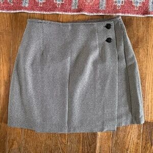 90s Vintage American Outpost Black Gray White Mini Wrap Skirt Clueless Academia